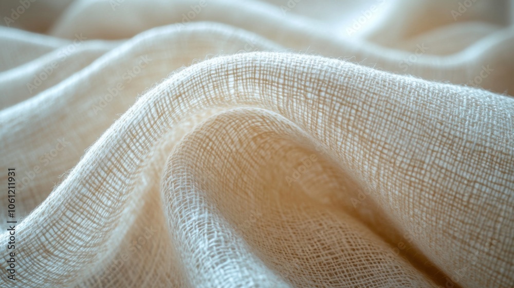 Close up of a white cloth with a light brown background Close up of a white cloth with a light brown background