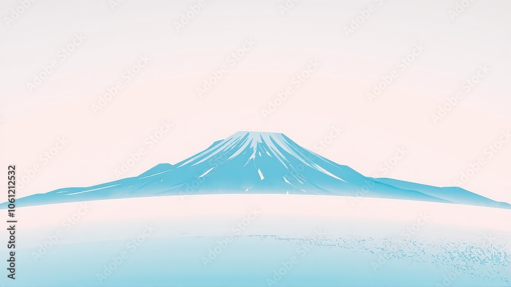 Fototapeta premium Generative AI, Minimalist Mountain Landscape with Soft Pastel Blue Background