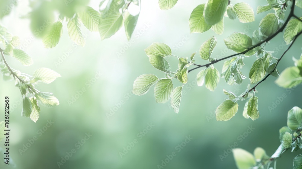 A serene view of green leaves illuminated by soft light in a natural setting. A serene view of green leaves illuminated by soft light in a natural setting.