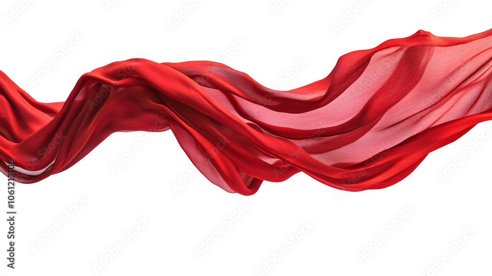 Floating red fabric blowing isolate on a white and transparent background. Floating red fabric blowing isolate on a white and transparent background.