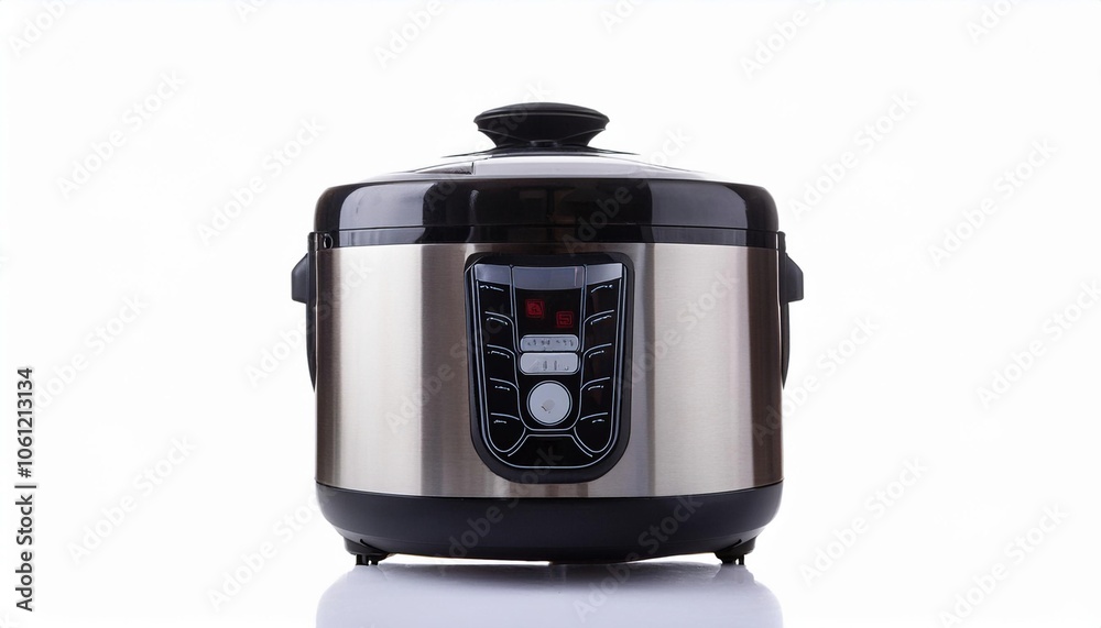 Rice Cooker on White Background Isolated. Full Shot of Kitchen Utensils. Rice Cooker on White Background Isolated. Full Shot of Kitchen Utensils.