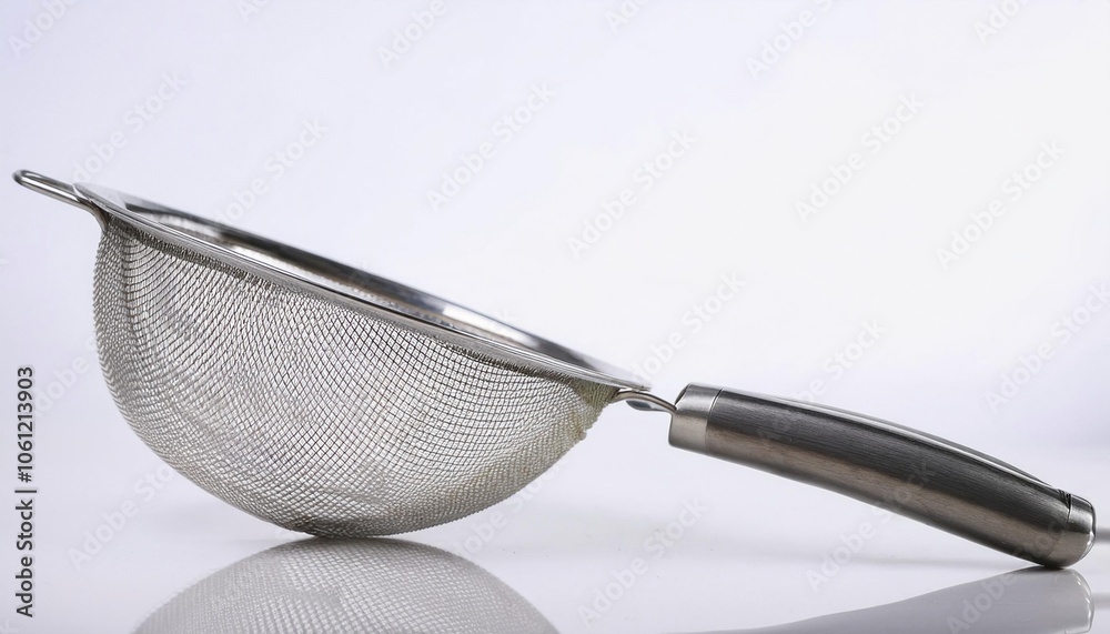 Strainer on White Background Isolated. Full Shot of Kitchen Utensils. Strainer on White Background Isolated. Full Shot of Kitchen Utensils.