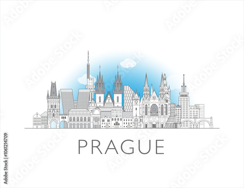 Prague skyline cityscape vector illustration