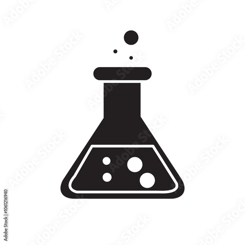 Chemical flask vector icon. simple black flat illustration for web and app..eps