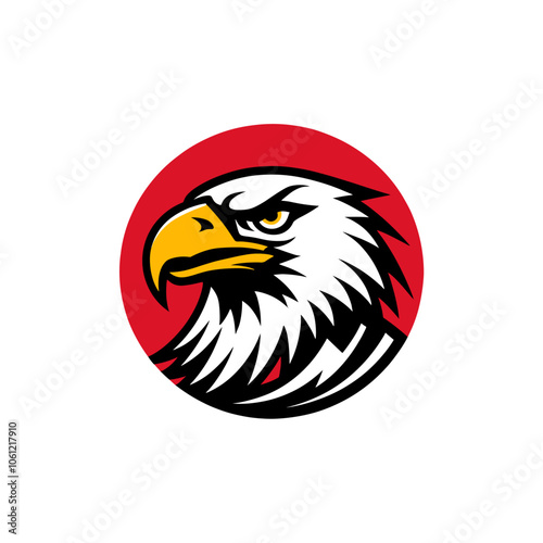Fierce eagle head logo in a circular design, symbolizing strength, courage, and authority. Ideal for sports teams, brands, or organizations.