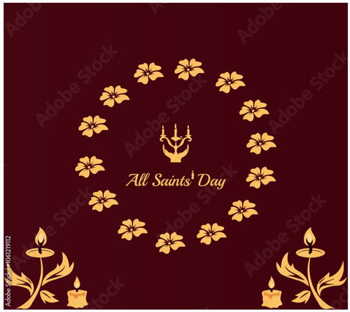 Vector illustration of a Banner for All Saints Day. Burning candles in the dark night for a background concept. Flat vector illustration.