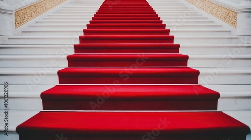 Majestic Red Carpet Staircase Leading to a Grand Entrance