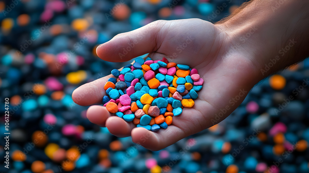 Handful of Colorful Pebbles Photo Handful of Colorful Pebbles Photo