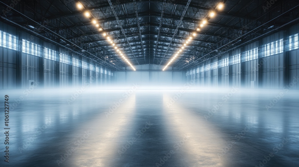 Spacious Industrial Warehouse with Soft Lighting Spacious Industrial Warehouse with Soft Lighting