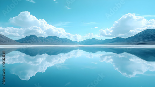 Mountain Lake Reflection Illustration