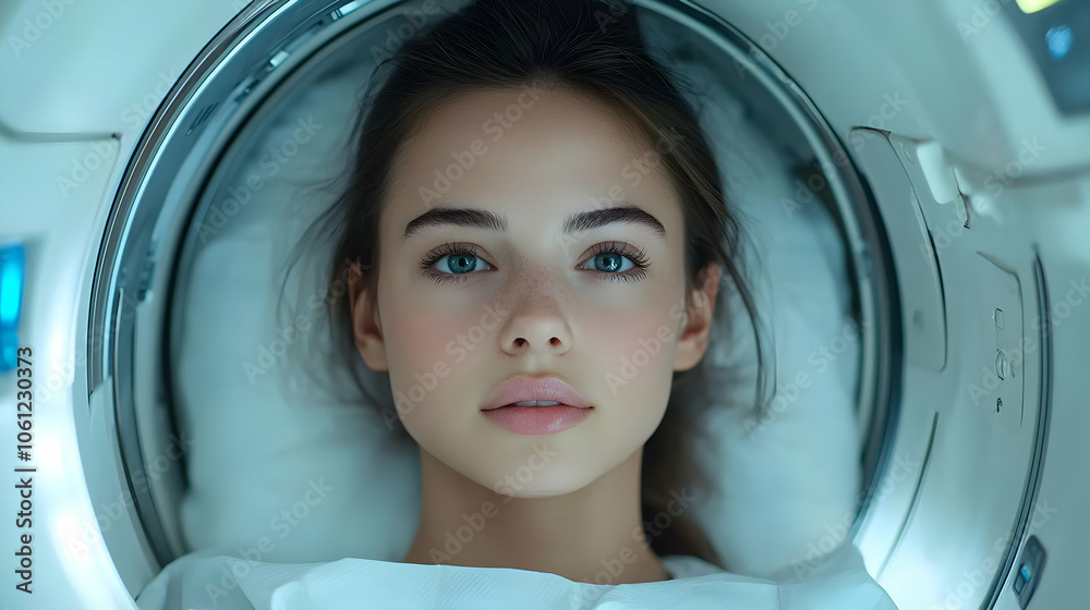 Woman Inside a Medical Machine - Realistic Image Woman Inside a Medical Machine - Realistic Image