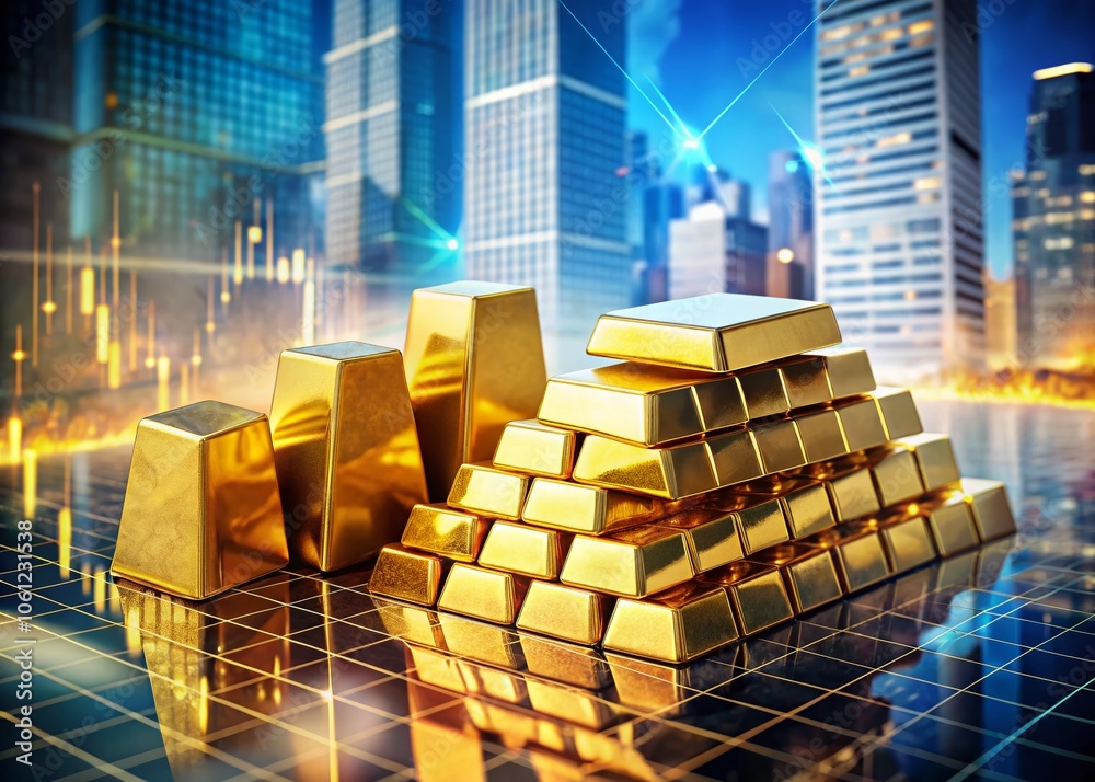 Stunning Double Exposure Photography of a Stack of Gold Bars Isolated with Intricate Textures and Light Effects for Wealth and Investment Concepts Stunning Double Exposure Photography of a Stack of Gold Bars Isolated with Intricate Textures and Light Effects for Wealth and Investment Concepts