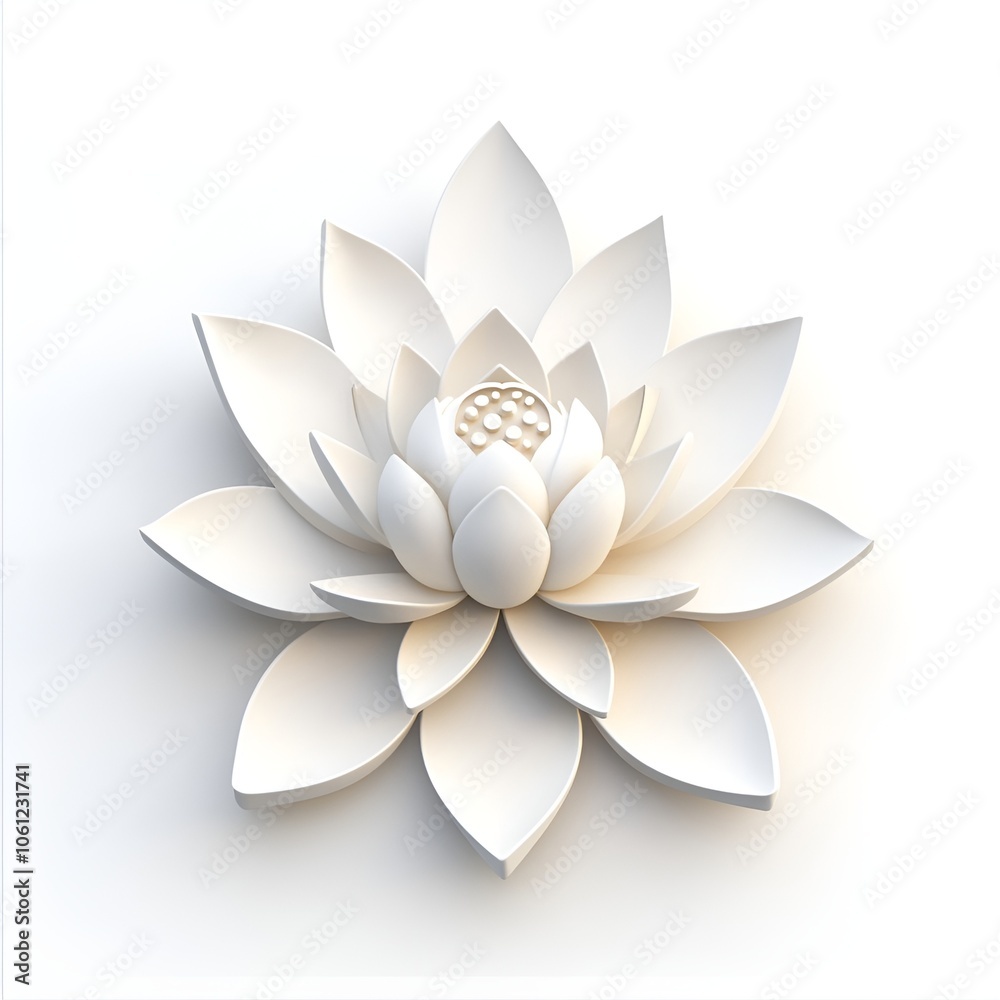 Fototapeta premium Calming Lotus Flower Sculpture in Matte White