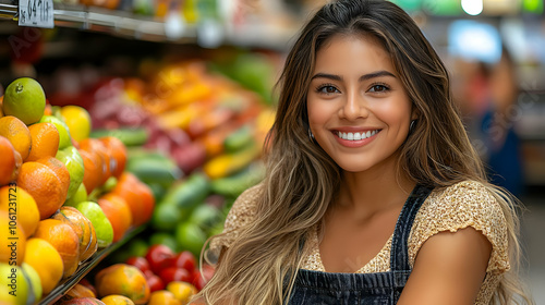 Smiling Woman In Grocery Store Photo