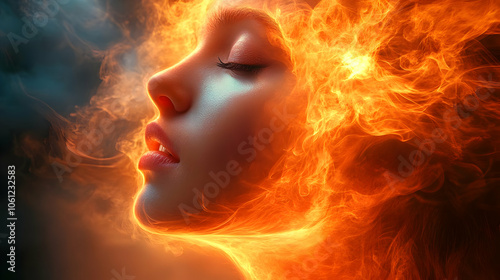 Fiery Face Illustration