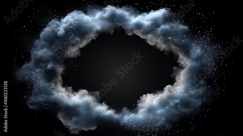 Clouds border soft glowing edges airy dark backdrop empty space serene. AI generated photo