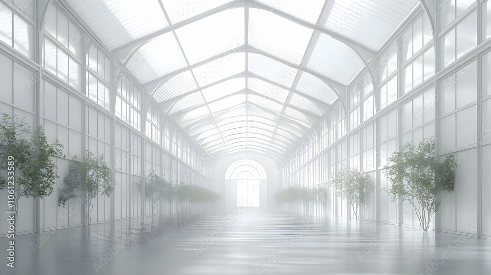 White Glass Hallway 3D Illustration White Glass Hallway 3D Illustration