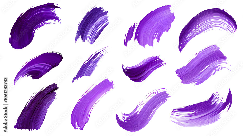 Collection of Purple Brush Strokes on white and transparent background. PNG Collection of Purple Brush Strokes on white and transparent background. PNG