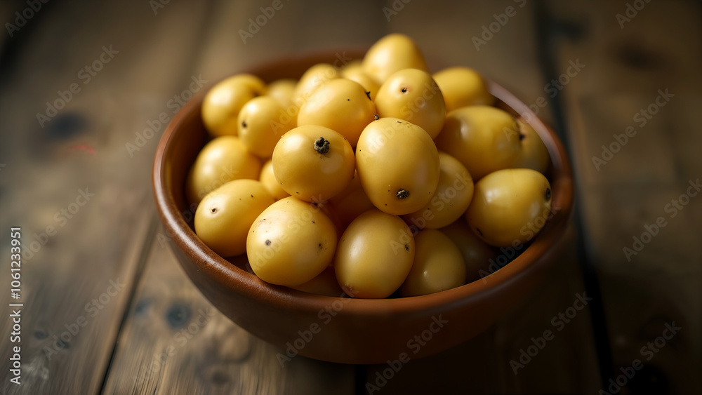 Farm-to-Table Simplicity: A Bowl of Freshly Harvested Potatoes on a Rustic Wooden Table Farm-to-Table Simplicity: A Bowl of Freshly Harvested Potatoes on a Rustic Wooden Table