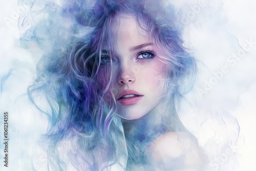 Ethereal Portrait with Pastel Colors and Soft Features