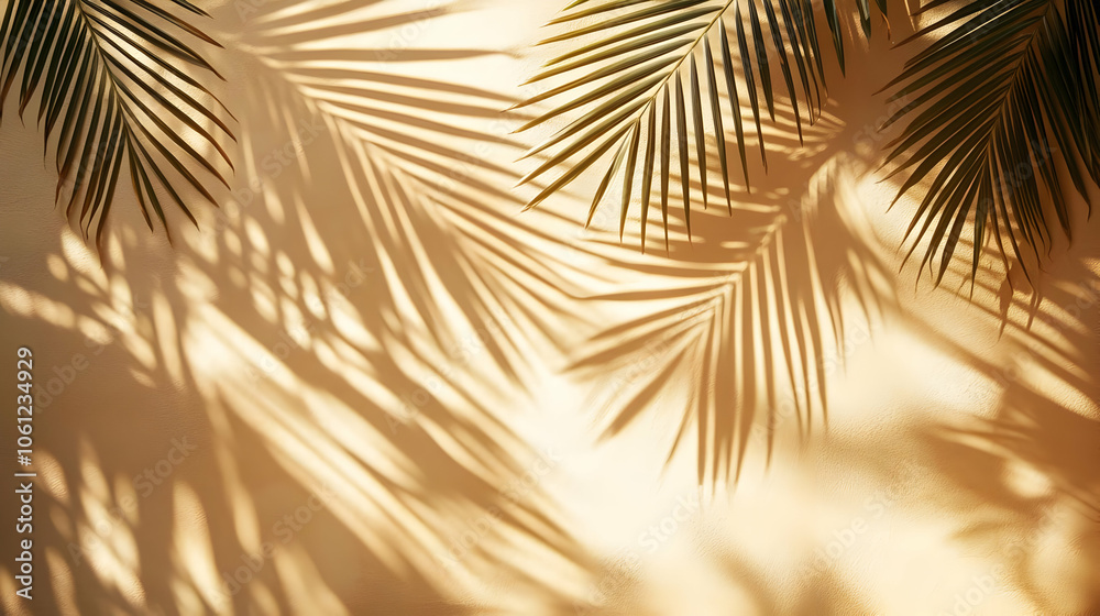 Obraz premium Palm Leaf Shadows on Tan Wall Illustration