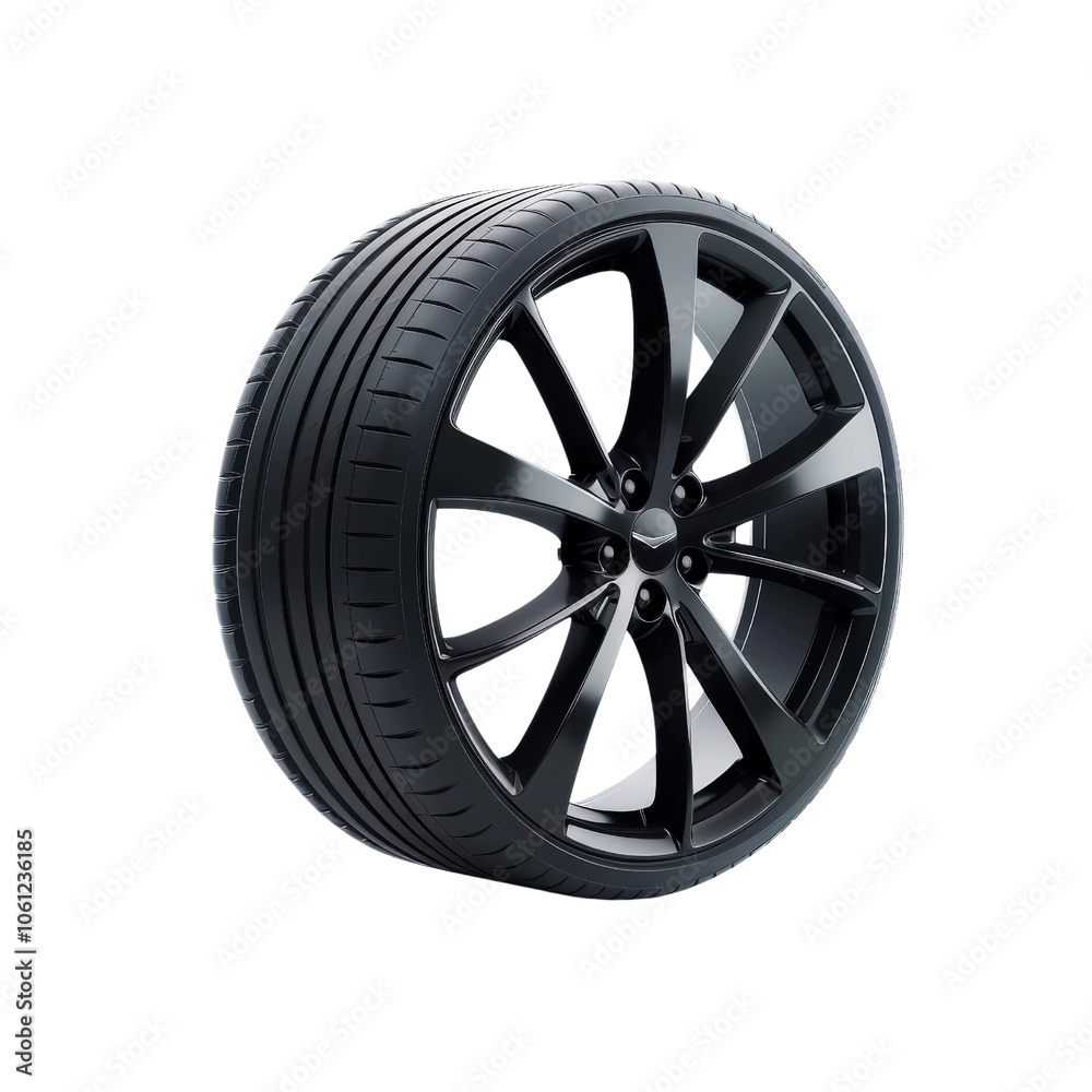 Obraz premium Black sports tire on a white isolated background.