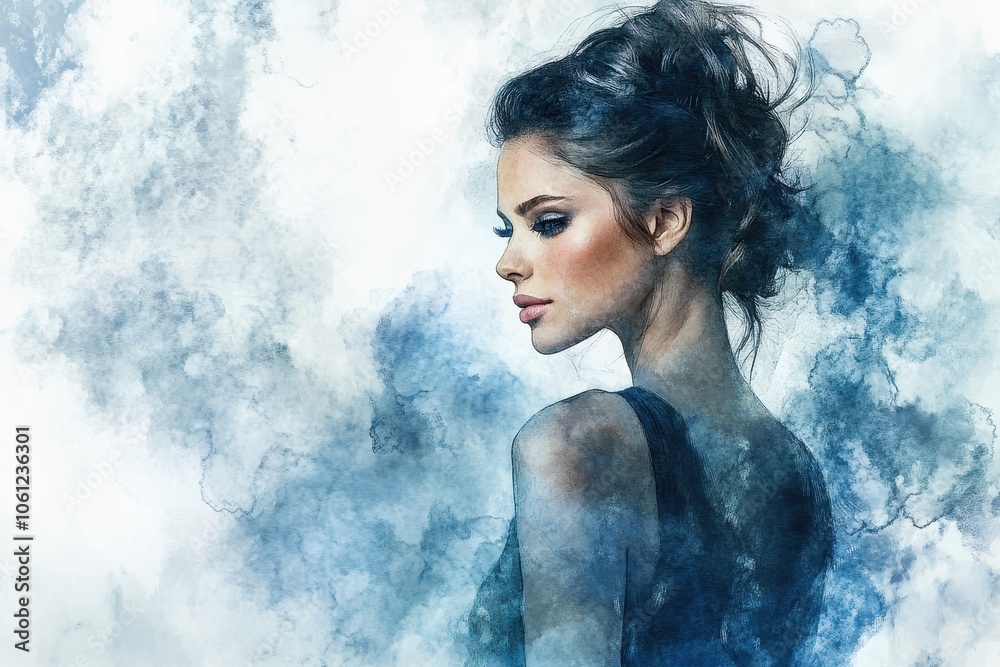 Chic Model with Stylish Hairstyle in Artistic Setting