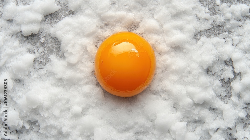 A Single Egg Yolk Surrounded by White Crystalline Salt A Single Egg Yolk Surrounded by White Crystalline Salt