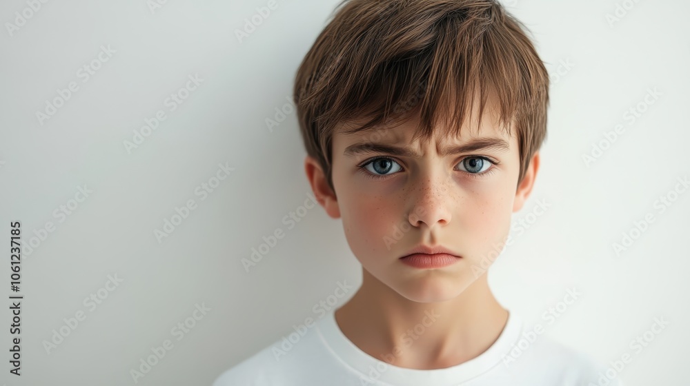 Boy with Furrowed Brow and Intense Stare Boy with Furrowed Brow and Intense Stare