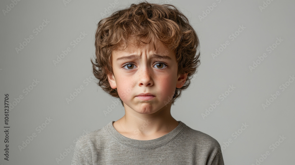 Boy Gazing Directly at the Camera with Concerned Expression Boy Gazing Directly at the Camera with Concerned Expression