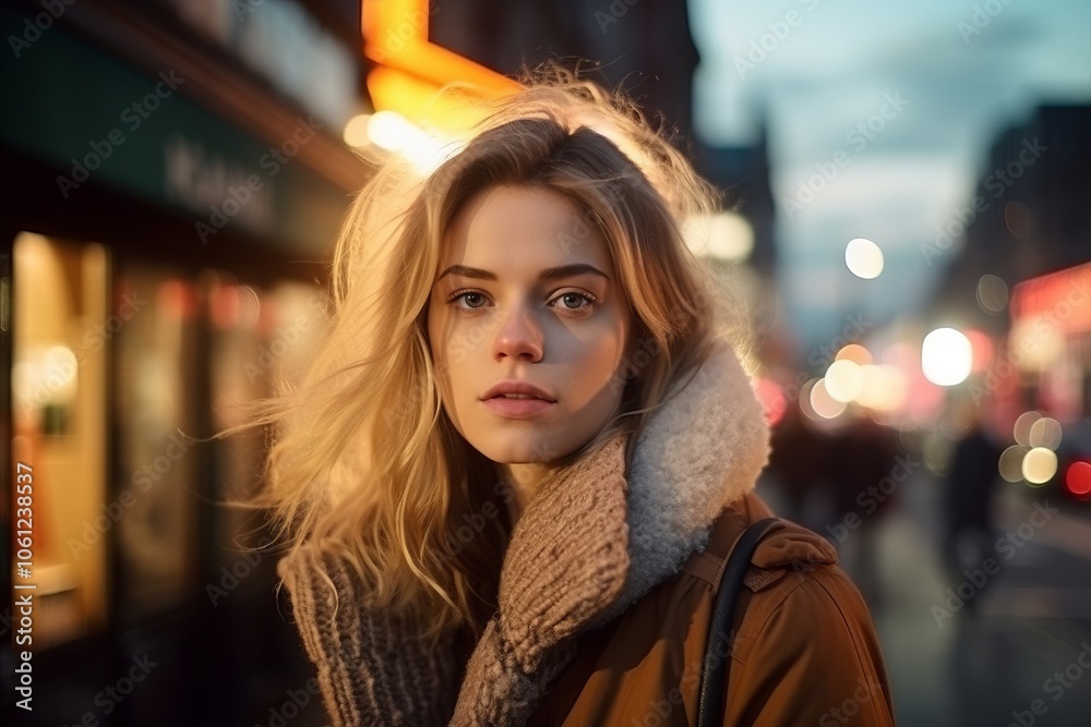 Portrait of a beautiful young woman in the city at night. Portrait of a beautiful young woman in the city at night.