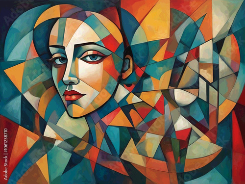 abstract Colorful background, cubism art style,abstracts portraits photo