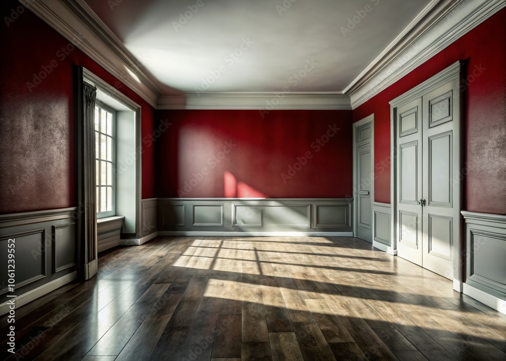 Fototapeta premium Vintage Red Room - Minimalist Ambient Lighting and Gradation Effects for Abstract Concepts