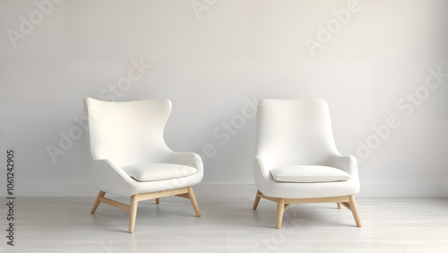 Elegance in Simplicity: Modern White Chairs Stylishly Positioned in a Contemporary Setting