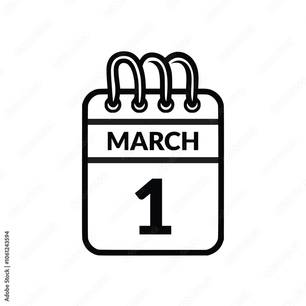 March 1 Calendar icon vector illustration. March 1 Calendar icon vector illustration.