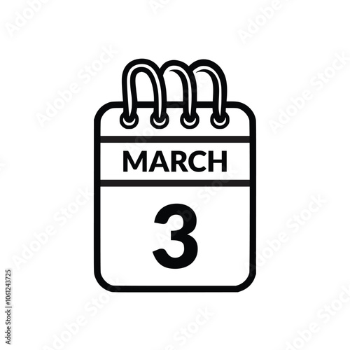 March 3 Calendar icon vector illustration.