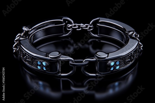 3D-rendered handcuffs with realistic metal texture and chain, capturing the structured and controlled nature of restraint devices, symbolizing security and reliability