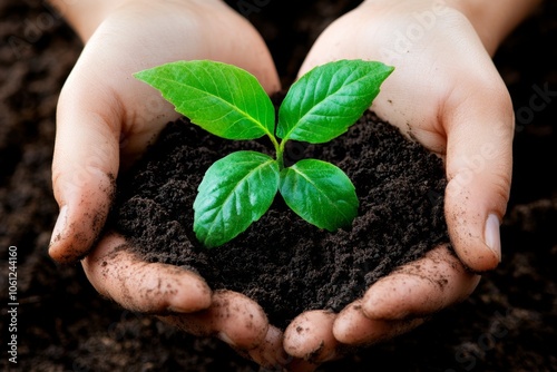 Hands spreading seeds over soil in a garden, capturing the hopeful and nurturing aspect of planting and growth, symbolizing expansion and renewal