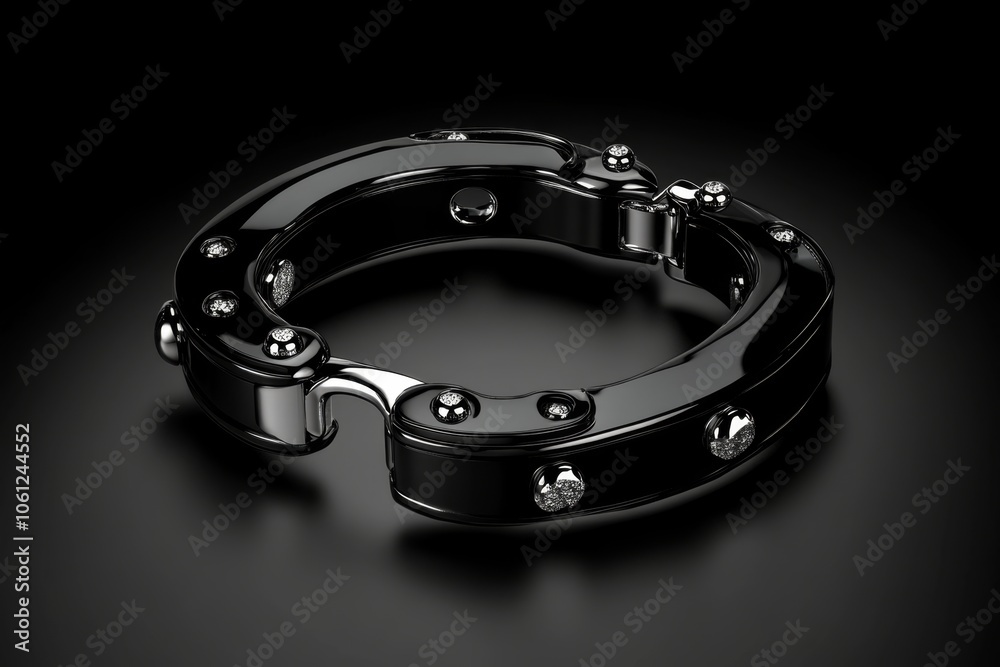 Close-up of open handcuffs, capturing the metallic shine and solid design associated with restraint tools, symbolizing security and control