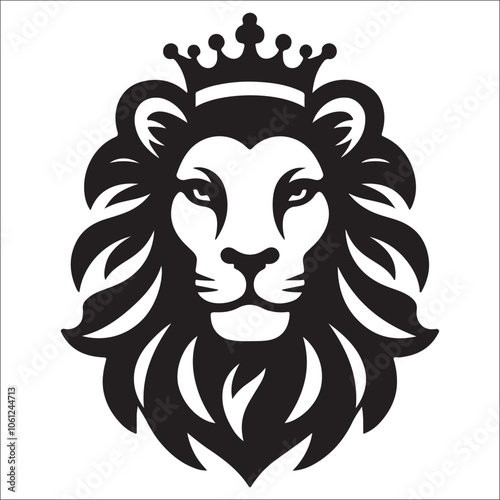 Lion Logo Design Vector Template. Lion Head Logo Icon Vector illustration. Black and white Lion head vector illustration, lion luxury logo icon template, elegant lion logo design illustration 