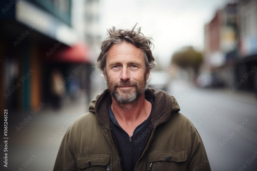 Portrait of a middle-aged man in a city street. Portrait of a middle-aged man in a city street.