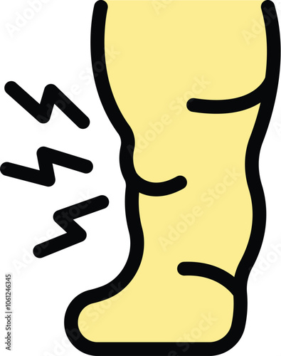 Cartoon drawing of a leg experiencing pain, swelling, and inflammation