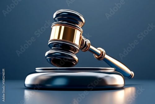 Minimalist depiction of a gavel and law book on a white background, capturing the clear and structured look of judicial tools, symbolizing authority and simplicity