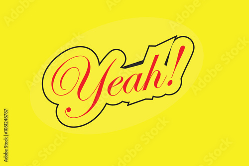  typography design yeah text, minimalistic style editable text effect