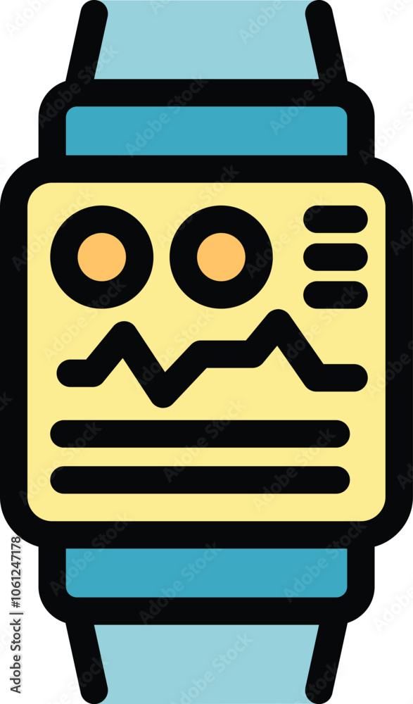 Smart watch showing heartbeat tracking app icon, fitness tracker app icon Smart watch showing heartbeat tracking app icon, fitness tracker app icon