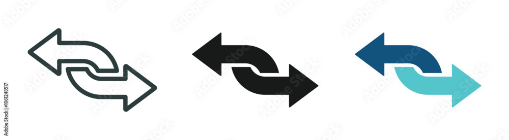 Double arrow vector icon concepts. Transfer icon. Exchange arrow vector designs set Double arrow vector icon concepts. Transfer icon. Exchange arrow vector designs set