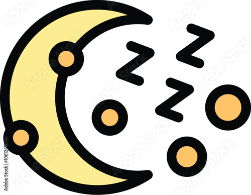 This icon of a crescent moon and stars represents the concept of sleep