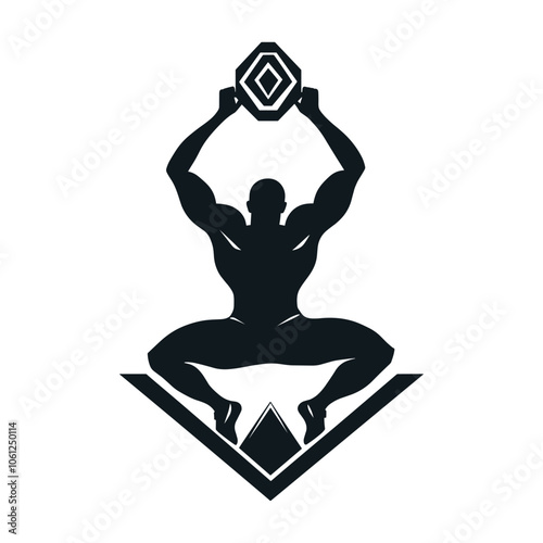 Silhouette of Person Meditating in Lotus Pose with Mandala