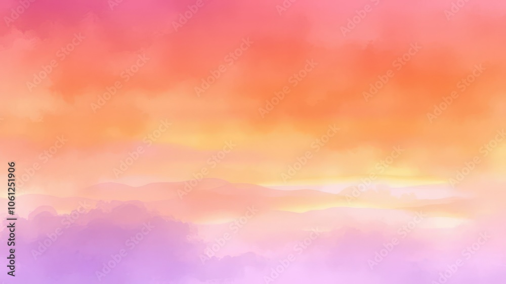 Abstract watercolor background featuring a stunning sunset sky in shades of orange and purple, colorful, background, sky Abstract watercolor background featuring a stunning sunset sky in shades of orange and purple, colorful, background, sky