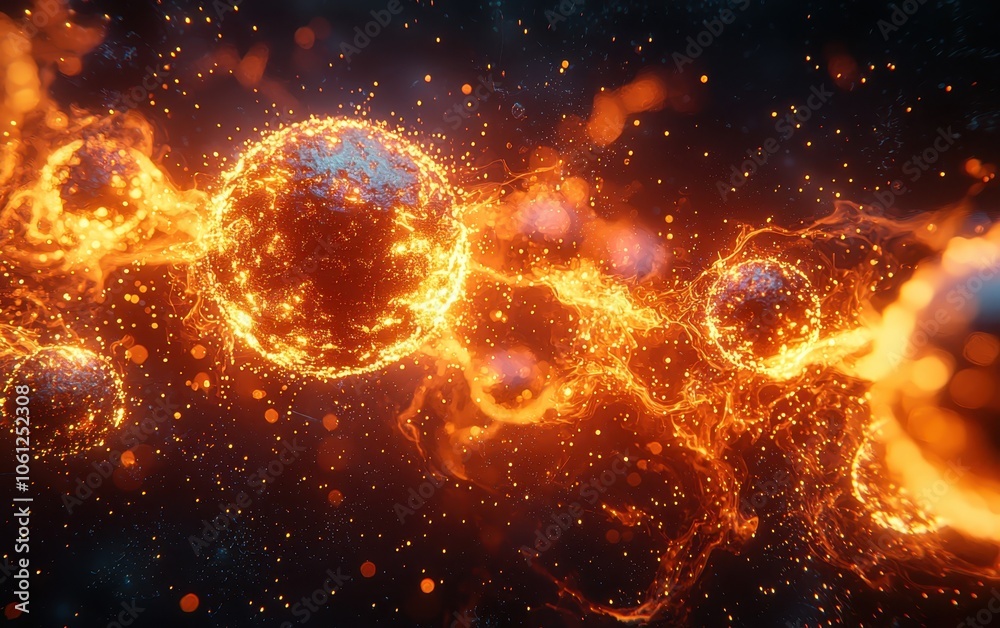 Fiery Cosmic Orbs in Outer Space Fiery Cosmic Orbs in Outer Space